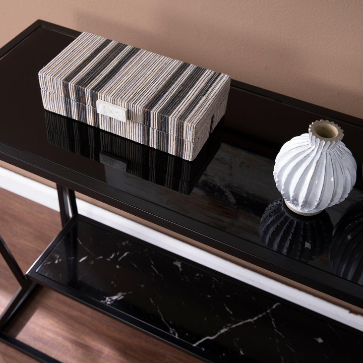 SwayLiving Argall Long Glass-Top Console Table CONSOLE TABLES