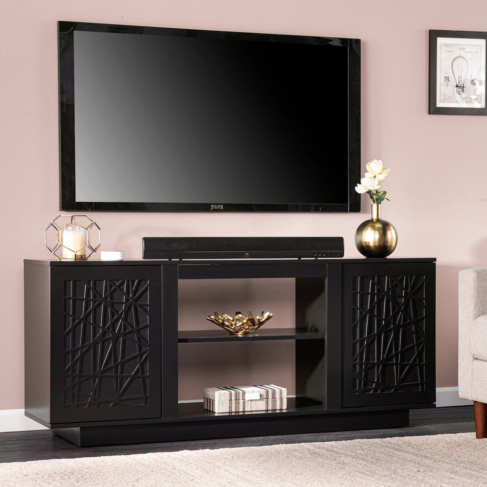 SwayLiving Delgrave Media Console w/ Storage - Black MEDIA + TV STANDS