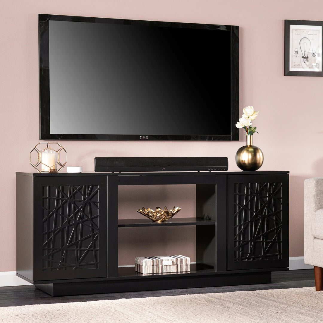 SwayLiving Delgrave Media Console w/ Storage - Black MEDIA + TV STANDS