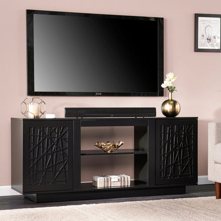 SwayLiving Delgrave Media Console w/ Storage - Black MEDIA + TV STANDS