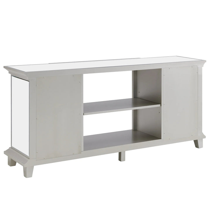SwayLiving Toppington Mirrored Media Console w/ Storage - Silver MEDIA + TV STANDS
