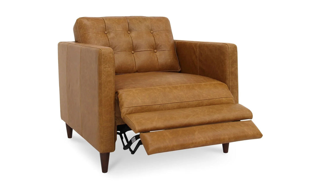 Bridgers Power Recliner Chair Tan Leather - SwayLiving
