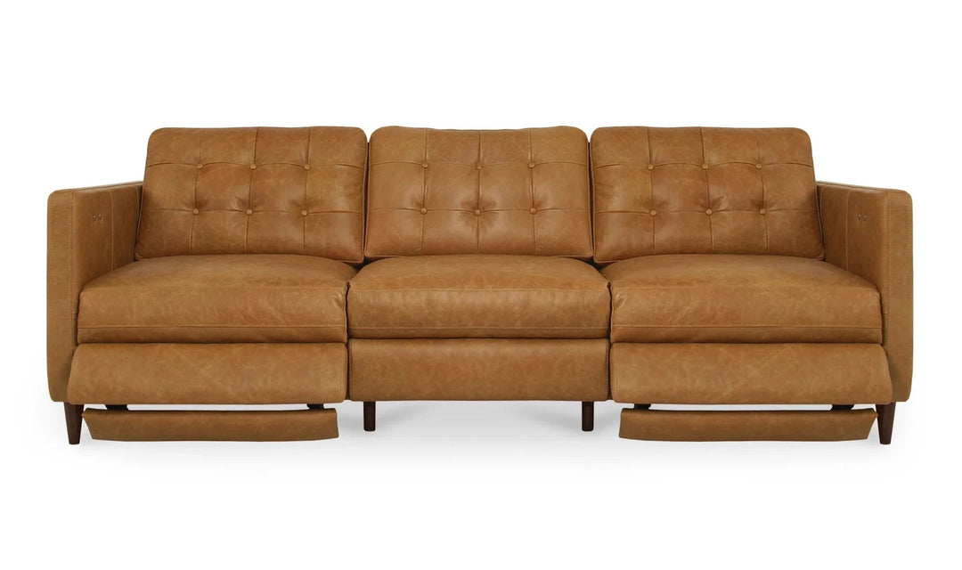 Bridgers Power Recliner Sofa Tan Leather - SwayLiving