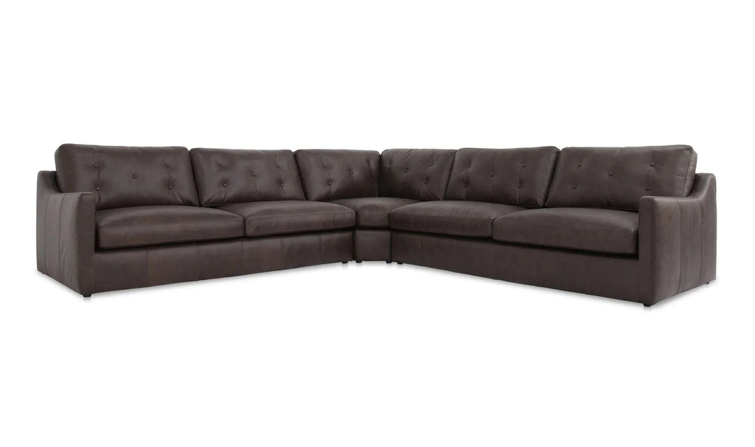 Thurlow Corner Modular Sectional Espresso Brown Leather - SwayLiving