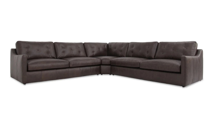 Thurlow Corner Modular Sectional Espresso Brown Leather - SwayLiving