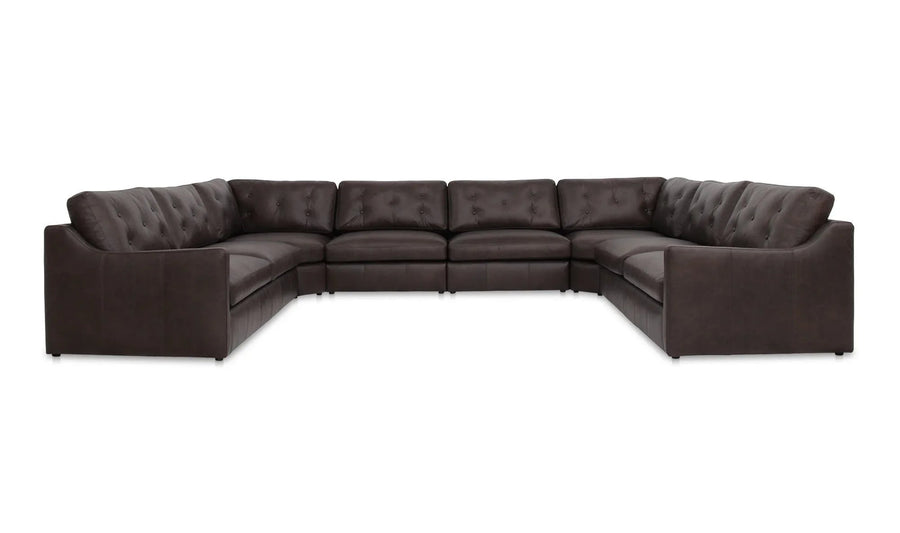 Thurlow U Shaped Modular Sectional With Arms Espresso Brown Leather - SwayLiving