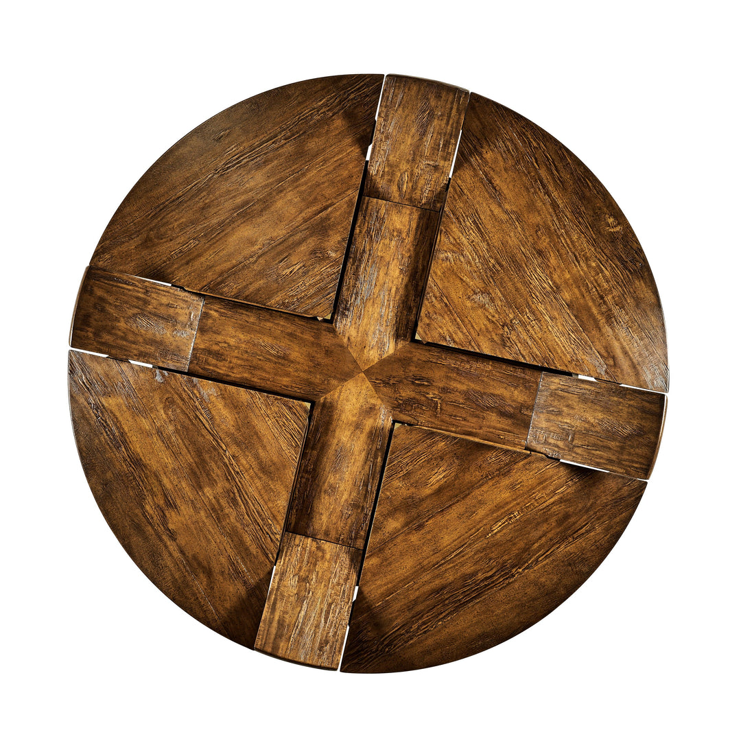 SwayLiving Casual Accents Country Walnut Round Extendable Dining Table 59" DINING TABLES