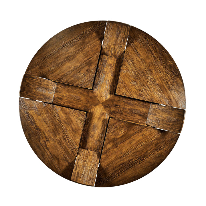 SwayLiving Casual Accents Country Walnut Round Extendable Dining Table 59" DINING TABLES
