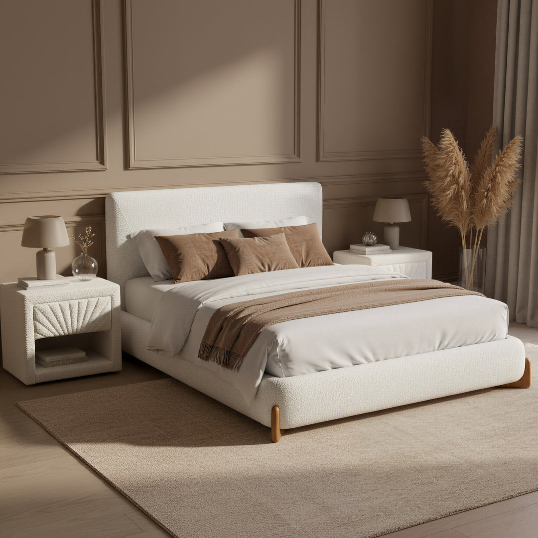 Baris Queen Bed Ivory