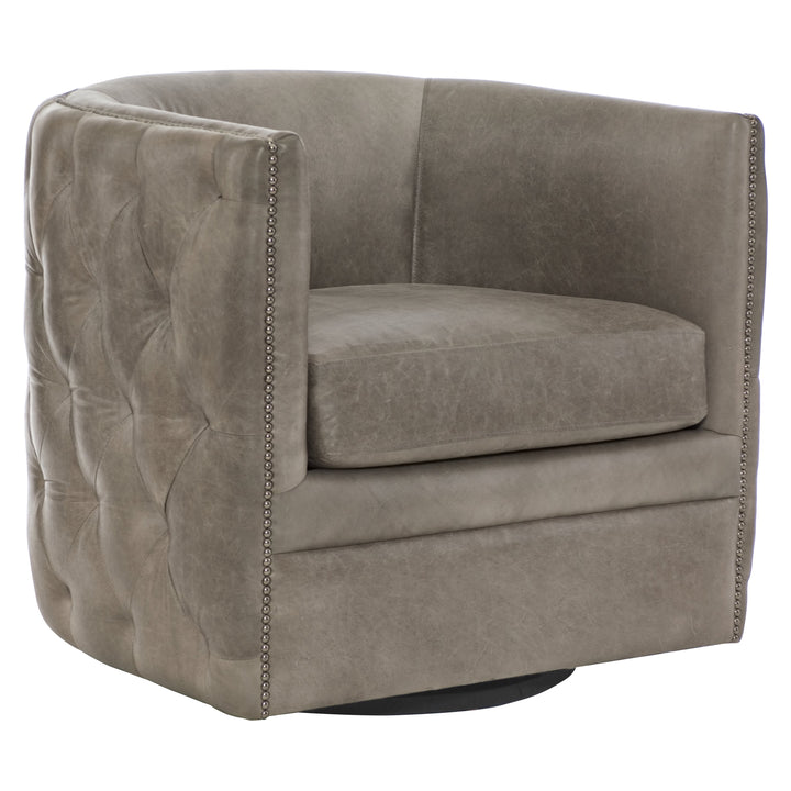 Palazzo Gray Leather Swivel Chair