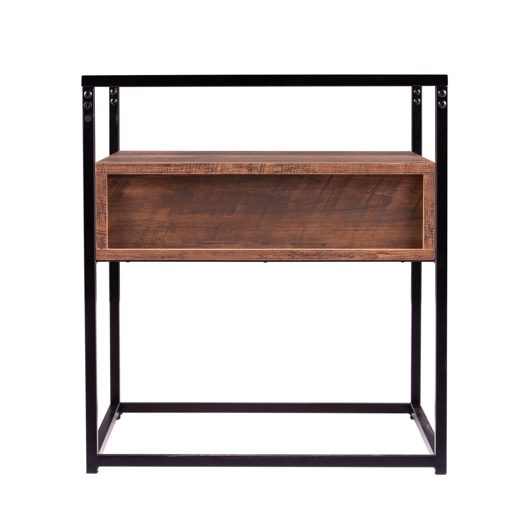 SwayLiving Olivern Glass-Top End Table w/ Storage ACCENT TABLES