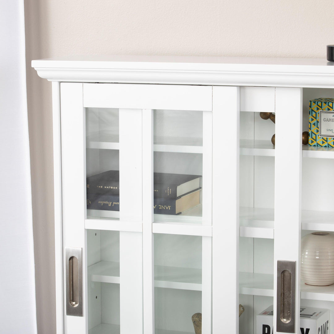 SwayLiving Media Cabinet w/ Sliding Doors - White MEDIA + TV STANDS