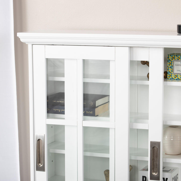 SwayLiving Media Cabinet w/ Sliding Doors - White MEDIA + TV STANDS