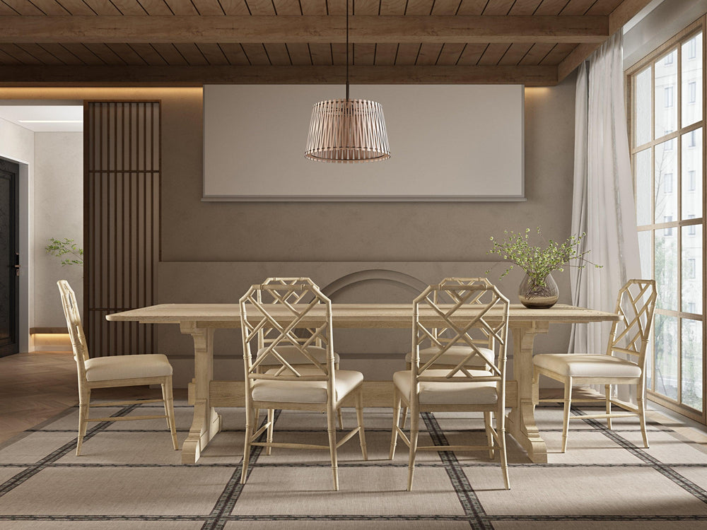 SwayLiving Timeless Epoch Trestle Dining Table in Stripped Oak DINING TABLES