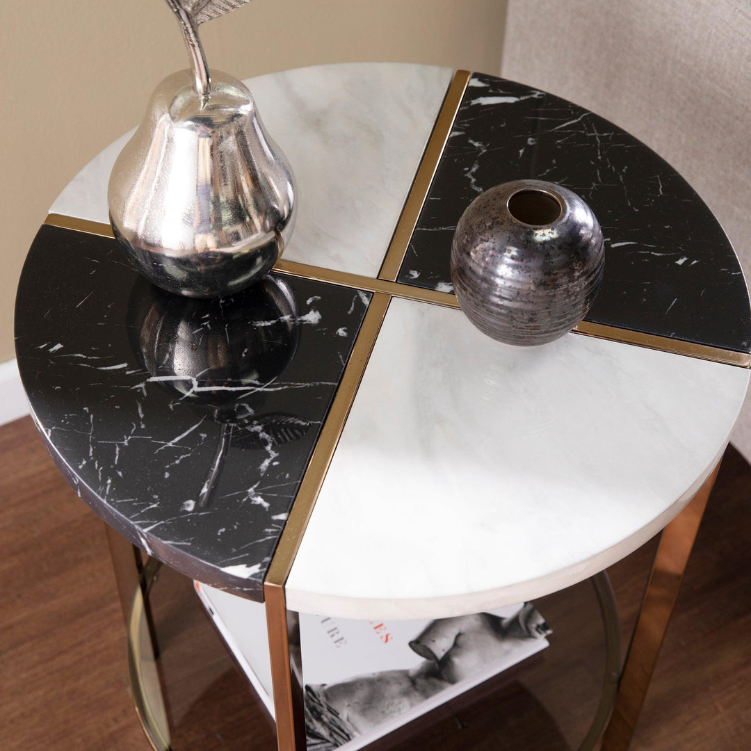 SwayLiving Cortinada Round Faux Marble End Table ACCENT TABLES