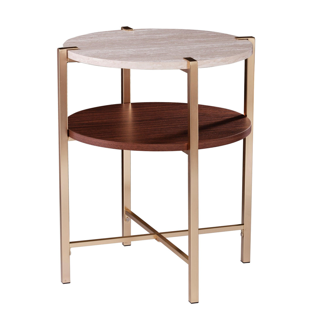SwayLiving Ardmillan Round End Table w/ Faux Marble Top ACCENT TABLES