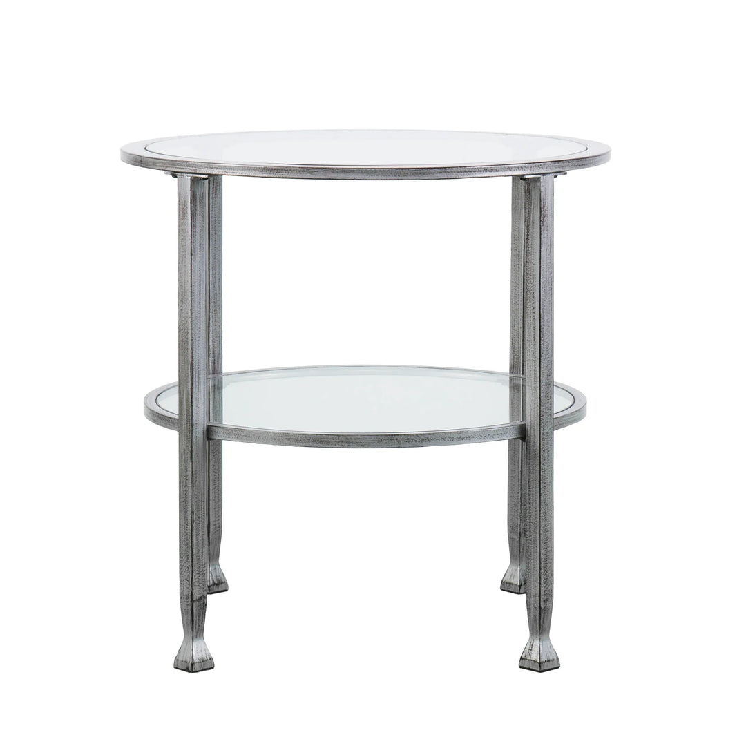 SwayLiving Jaymes Metal/Glass Round End Table - Silver ACCENT TABLES