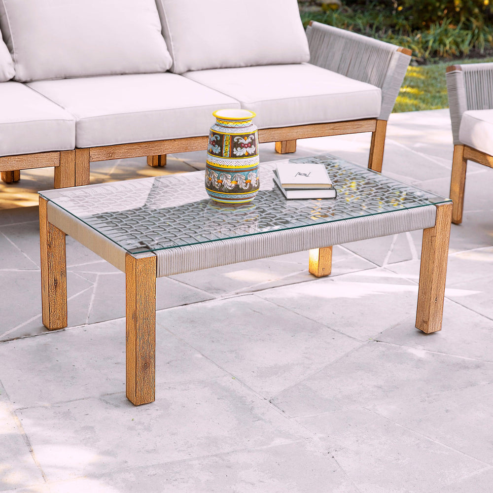 SwayLiving Brendina Outdoor Glass-Top Cocktail Table COFFEE TABLES