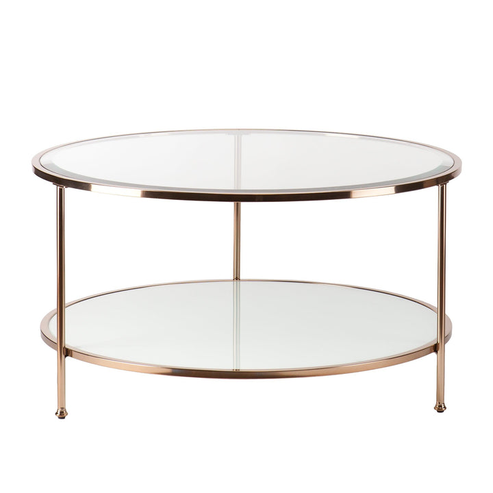 SwayLiving Risa Round Coffee Table w/ Storage - Gold COFFEE TABLES