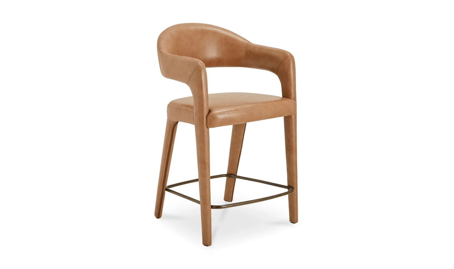 Martens Counter Stool Brown Leather - SwayLiving