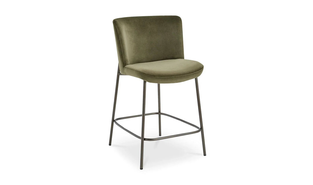 Early Counter Stool Faux Green Mohair - SwayLiving