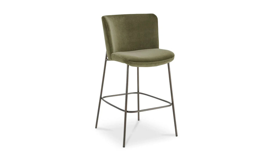 Early Bar Stool Faux Green Mohair - SwayLiving
