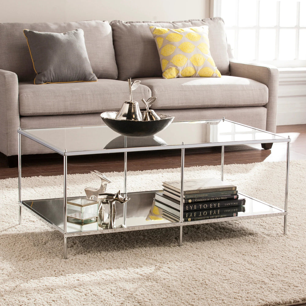 SwayLiving Knox Glam Mirrored Cocktail Table - Chrome COFFEE TABLES