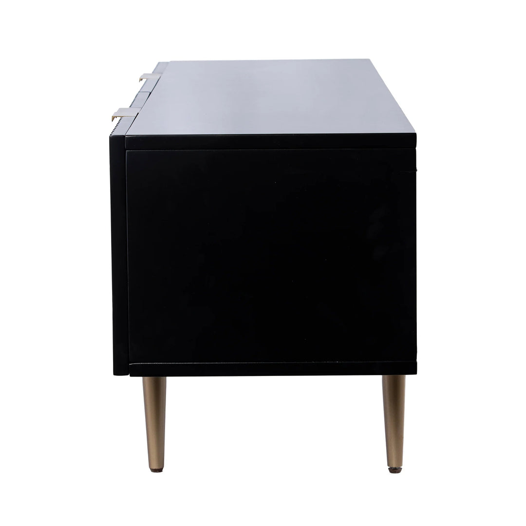SwayLiving Pilston 4-Door Media Console - Black MEDIA + TV STANDS