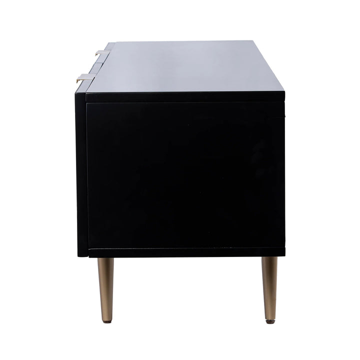 SwayLiving Pilston 4-Door Media Console - Black MEDIA + TV STANDS