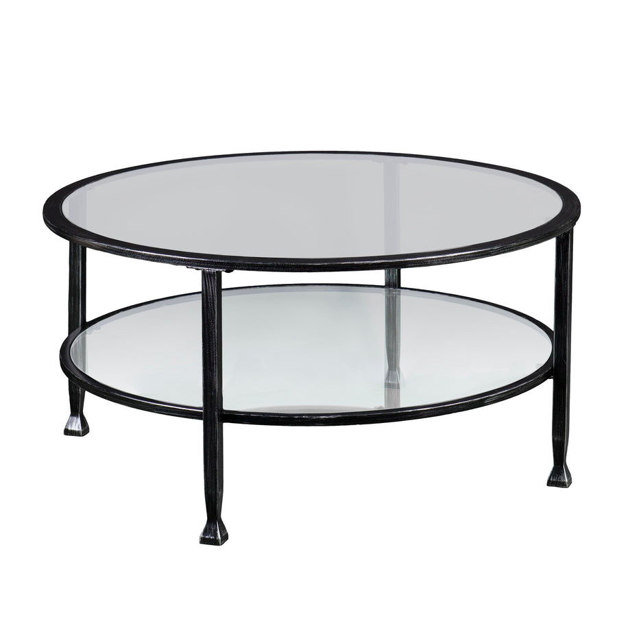 SwayLiving Jaymes Metal/Glass Round Cocktail Table - Black COFFEE TABLES
