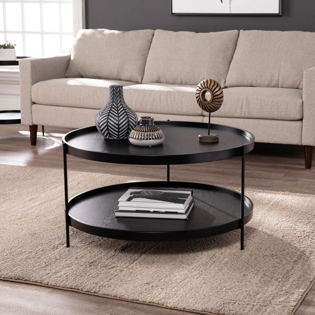 SwayLiving Verlington Round Farmhouse Style Cocktail Table COFFEE TABLES