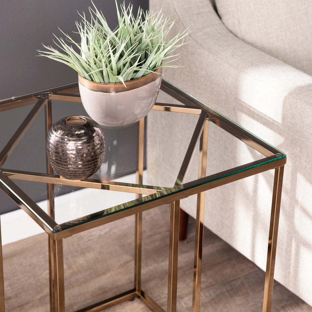 SwayLiving Nicholance Contemporary End Table w/ Glass Top ACCENT TABLES