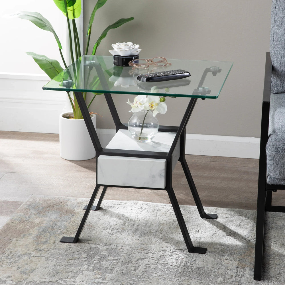 SwayLiving Darvette Glass-Top End Table ACCENT TABLES
