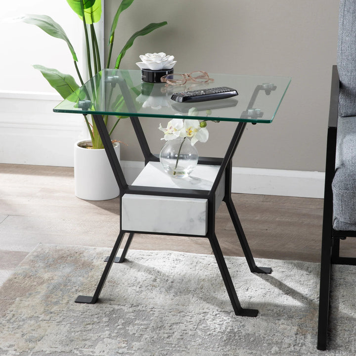 SwayLiving Darvette Glass-Top End Table ACCENT TABLES