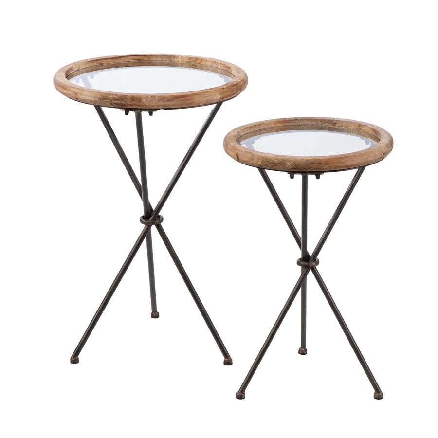 SwayLiving Crellon Glass-Top Accent Tables – 2pc Set ACCENT TABLES